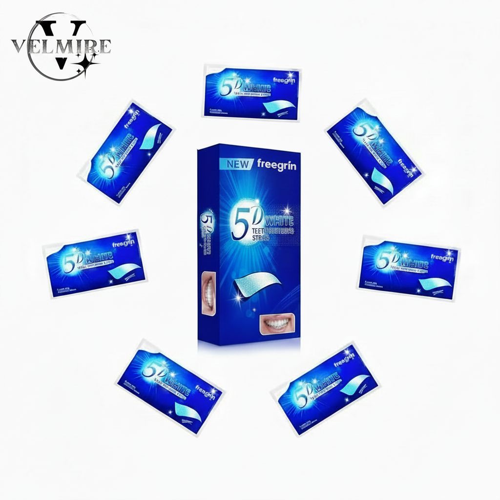 Freegrin 5D White with Velmire Logo Top Left
